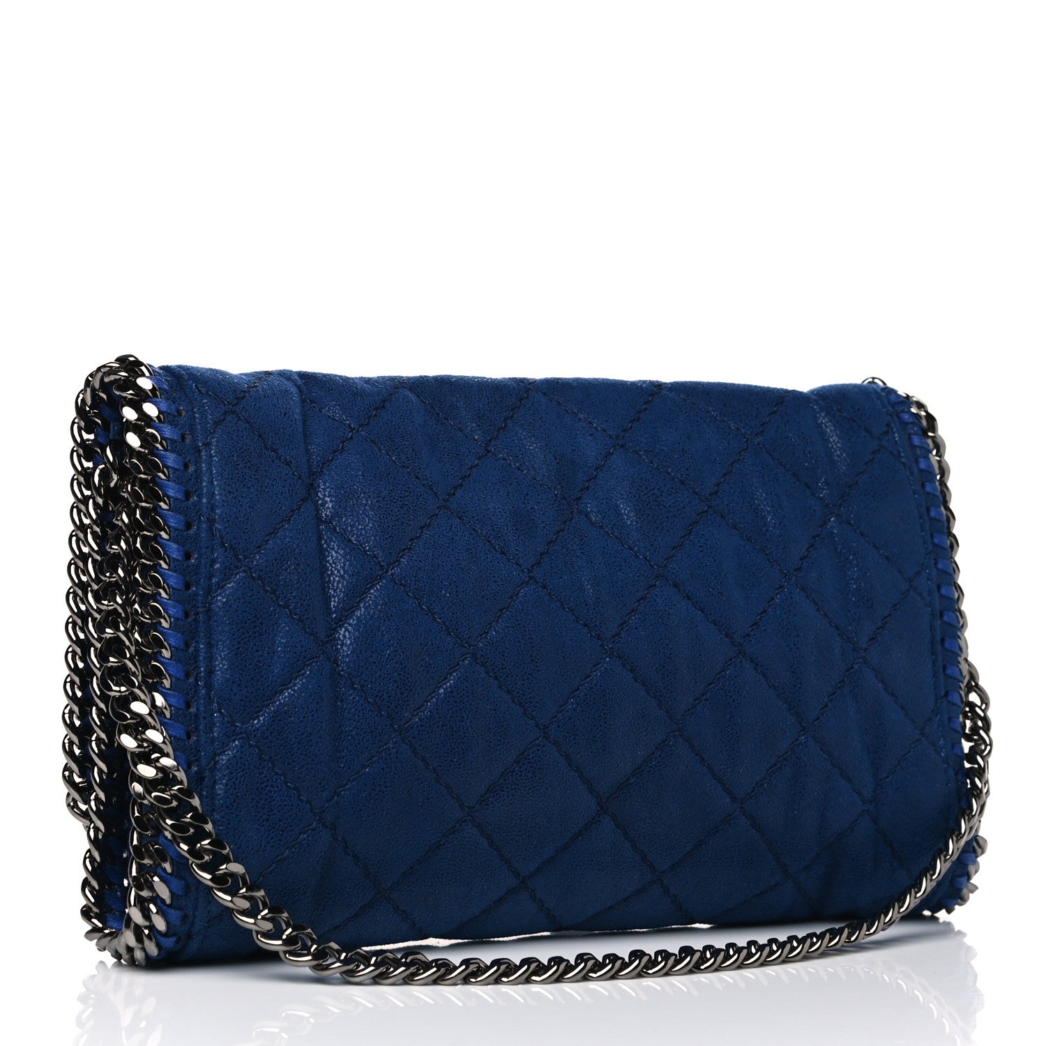 Stella McCartney Shaggy Deer Quilted Falabella Clutch Blue 2 of 5
