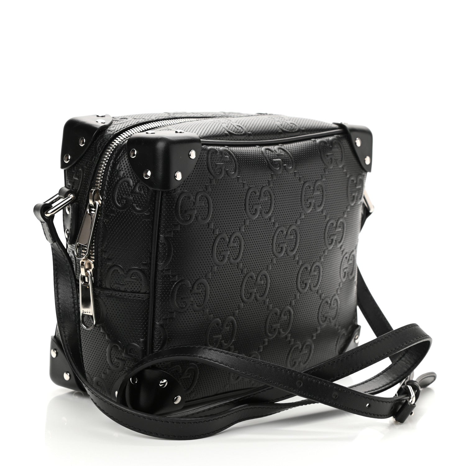 Gucci Calfskin GG Tennis Embossed Square Messenger Bag Black 3 of 8