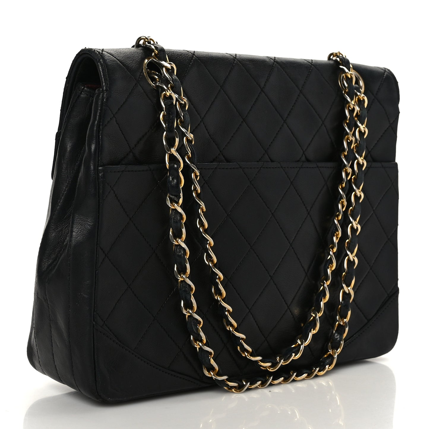 Lambskin Quilted Single Flap Medium Black