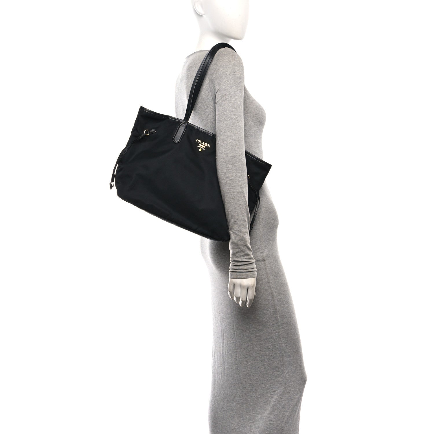 Prada Tessuto Nylon Saffiano Shopping Tote Black 2 of 11