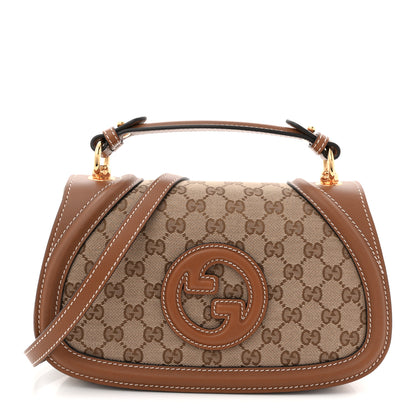Gucci GG Monogram Calfskin Medium Blondie Top Handle Bag Beige Dark Brown 1 of 11