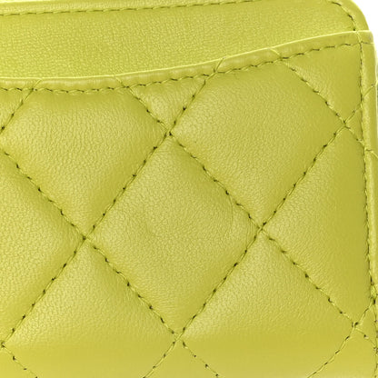 Chanel Lambskin Quilted Zip Coin Purse Wallet Neon Yellow 10 of 11