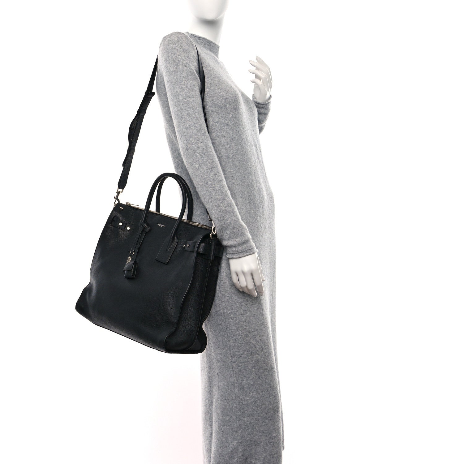 Saint Laurent Grained Calfskin Sac De Jour Souple North South Tote Black 2 of 13