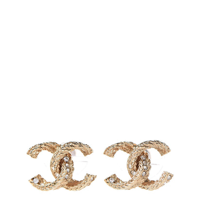 Chanel Crystal Textured CC Earrings Gold 1 of 4
