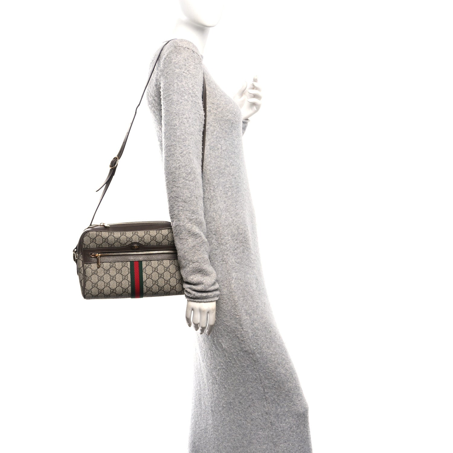 Gucci GG Supreme Monogram Web Small Ophidia Shoulder Bag Brown 2 of 10