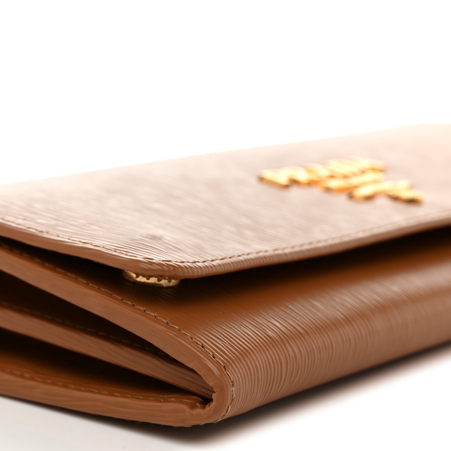 Prada Saffiano Metal Oro Chain Wallet Caramel 10 of 11