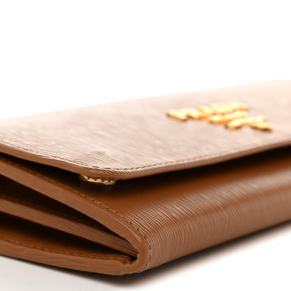 Prada Saffiano Metal Oro Chain Wallet Caramel 10 of 11