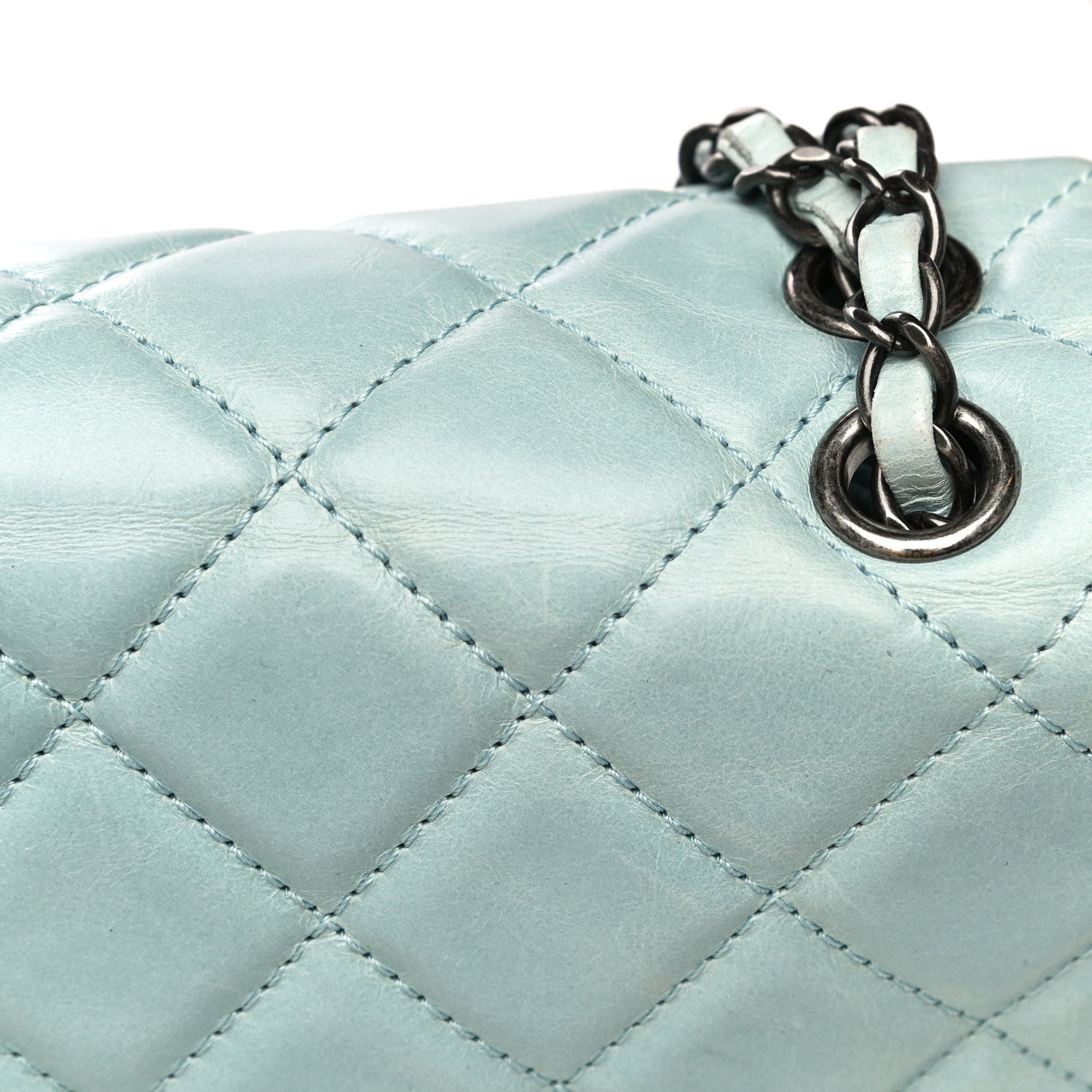 Chanel Glazed Calfskin Quilted Large Coco Soft Flap Light Blue 33 of 36
