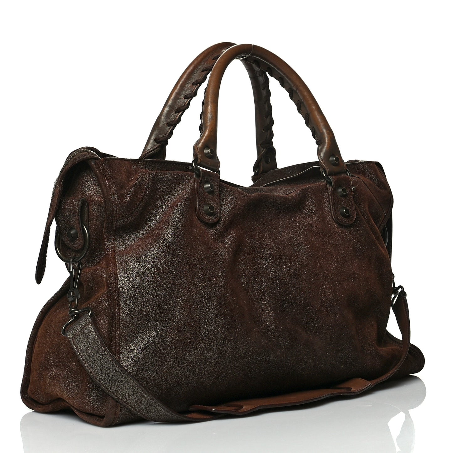 Metallic Craquele Calfskin Classic Hardware City Bronze