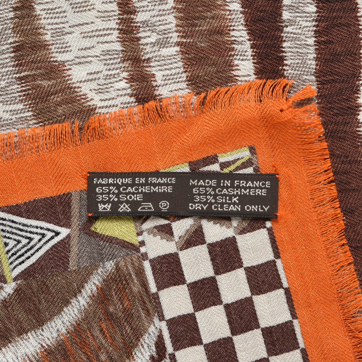 Cashmere Silk Pelages et Camouflage Fringed Scarf 90