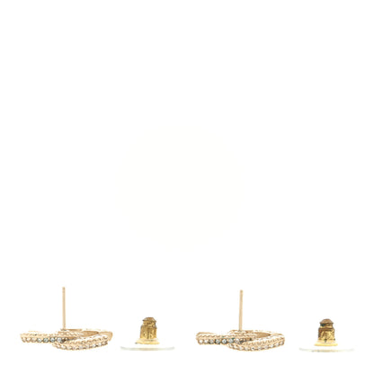 Chanel Crystal Timeless CC Earrings Light Gold 3 of 4