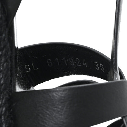 Saint Laurent Calfskin Tribute 95 Platform Espadrille Wedge Sandals 36 Black 8 of 8
