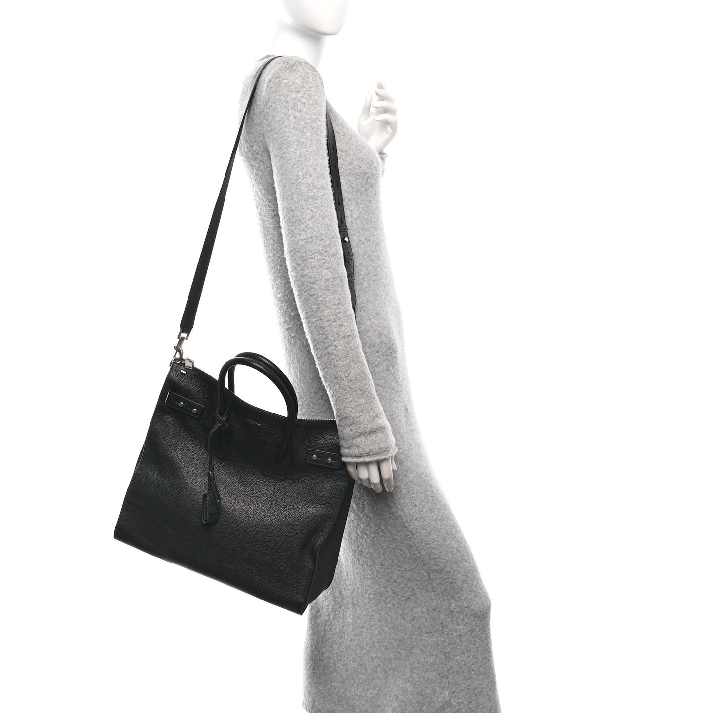 Grained Calfskin Sac De Jour Souple North South Tote Black