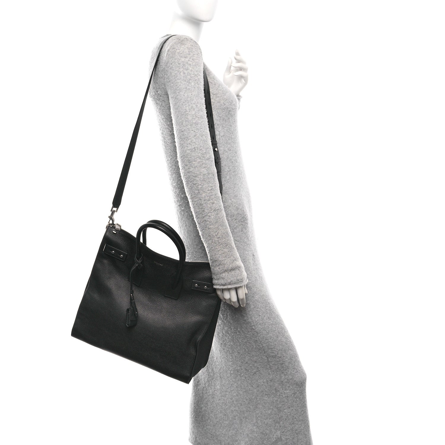 Saint Laurent Grained Calfskin Sac De Jour Souple North South Tote Black 2 of 9