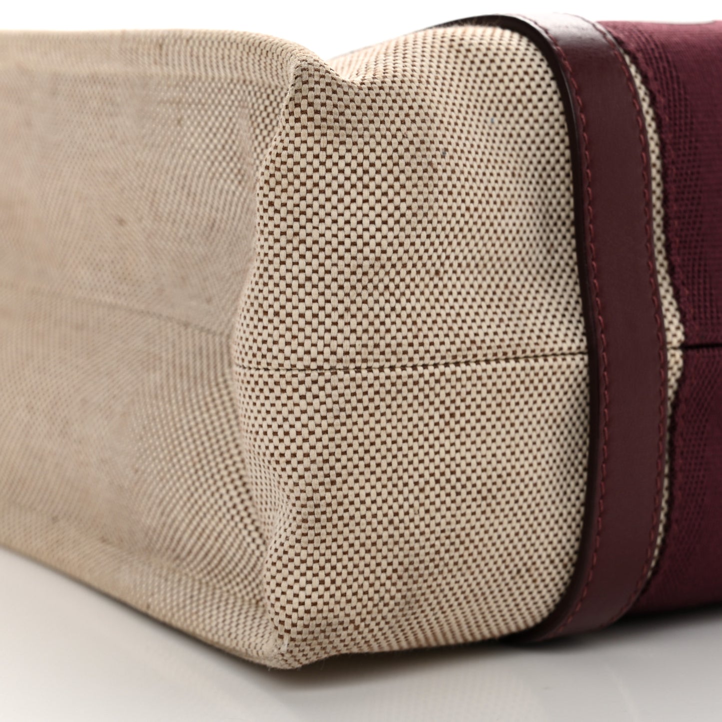 Cotton Calfskin Medium Woody Ribbon Tote Burgundy