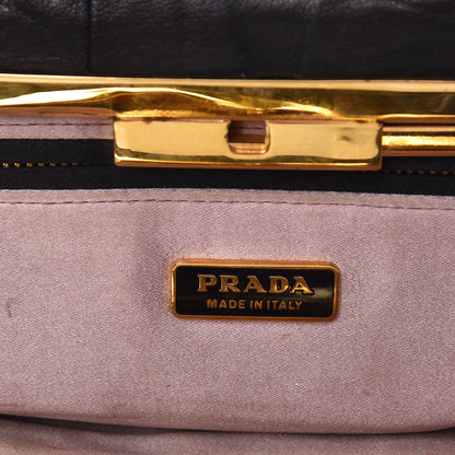 Prada Nappa Pleated Clutch Nero Black 6 of 9