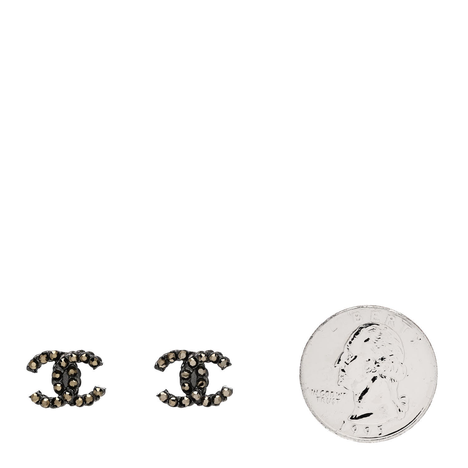 Chanel Crystal CC Earrings Ruthenium 2 of 5