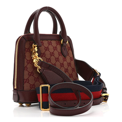 Gucci Monogram Textured Dollar Calfskin Mini Horsebit 1955 Top Handle Bag Sahara Rubino Chardonnay 3 of 11