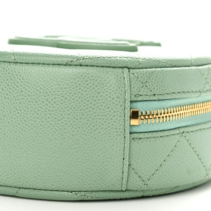 Chanel Caviar Quilted Small Round Vanity With Chain Light Green 10 of 11