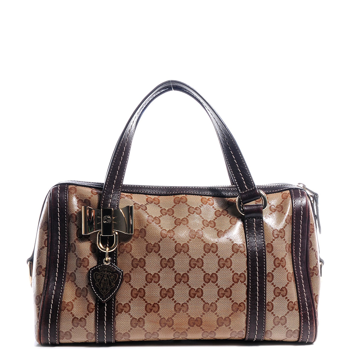 Crystal Monogram Duchessa Boston Bag Brown