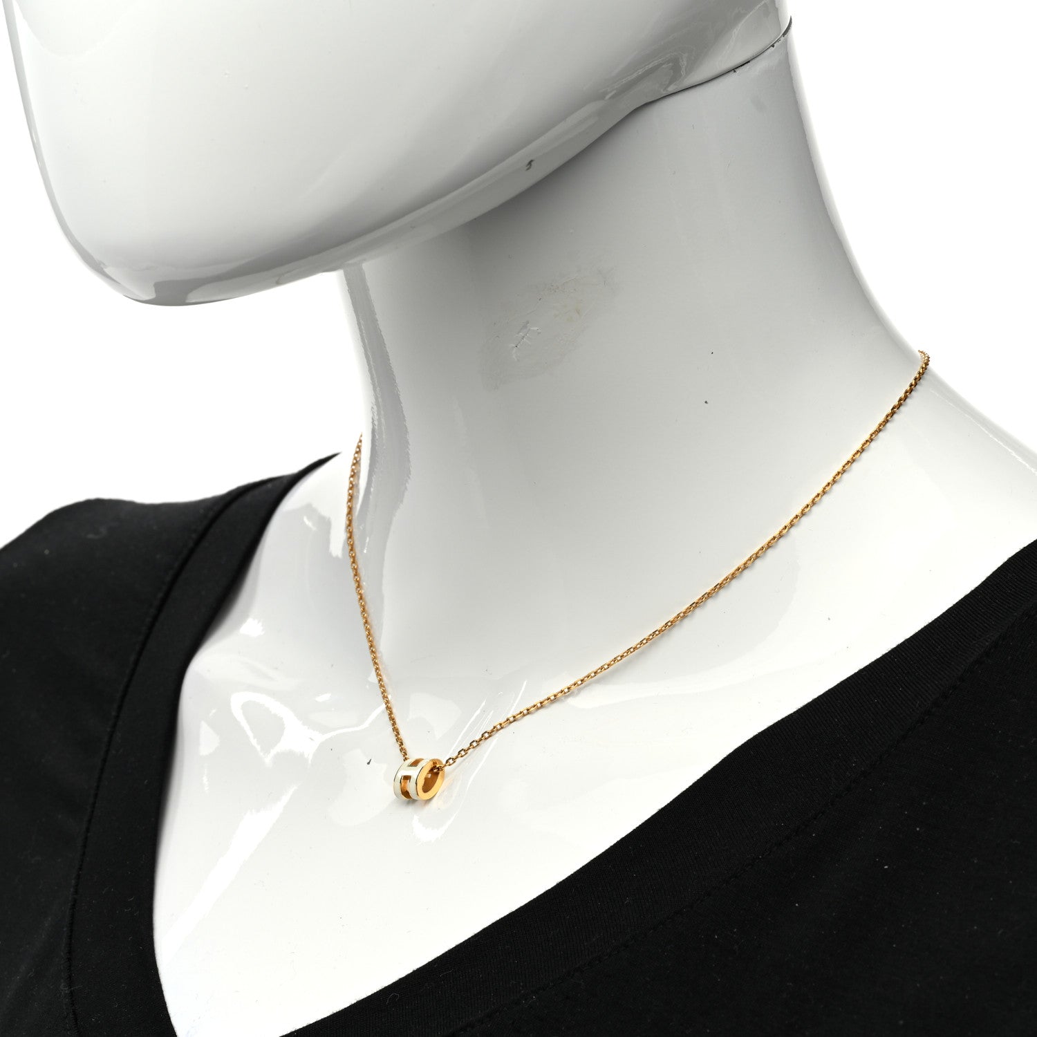 Hermes Lacquered Gold Mini Pop H Pendant Necklace White 2 of 7