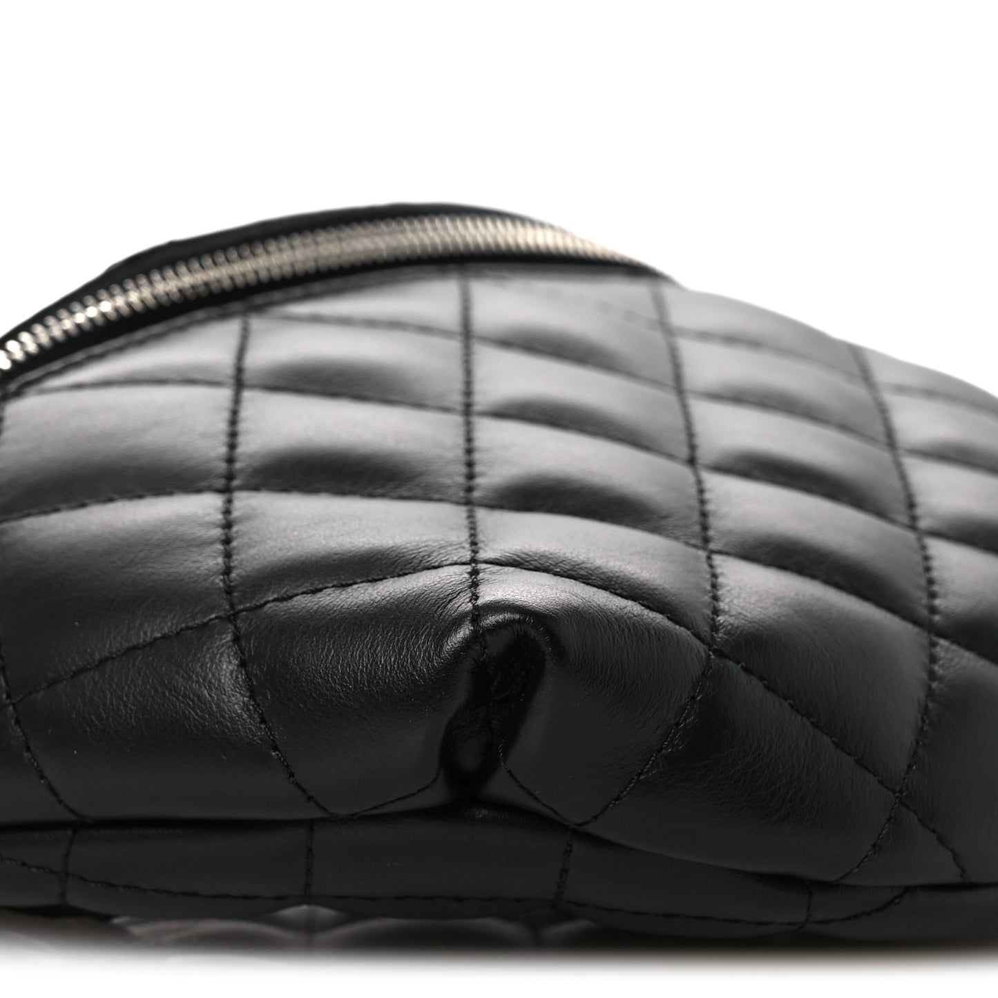 Calfskin Quilted Uniform Waist Belt Bag Black