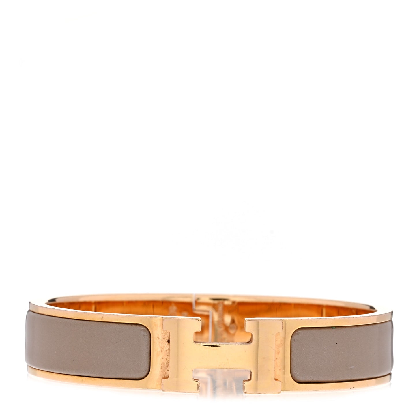Enamel Narrow Clic Clac H Bracelet PM Marron Glace