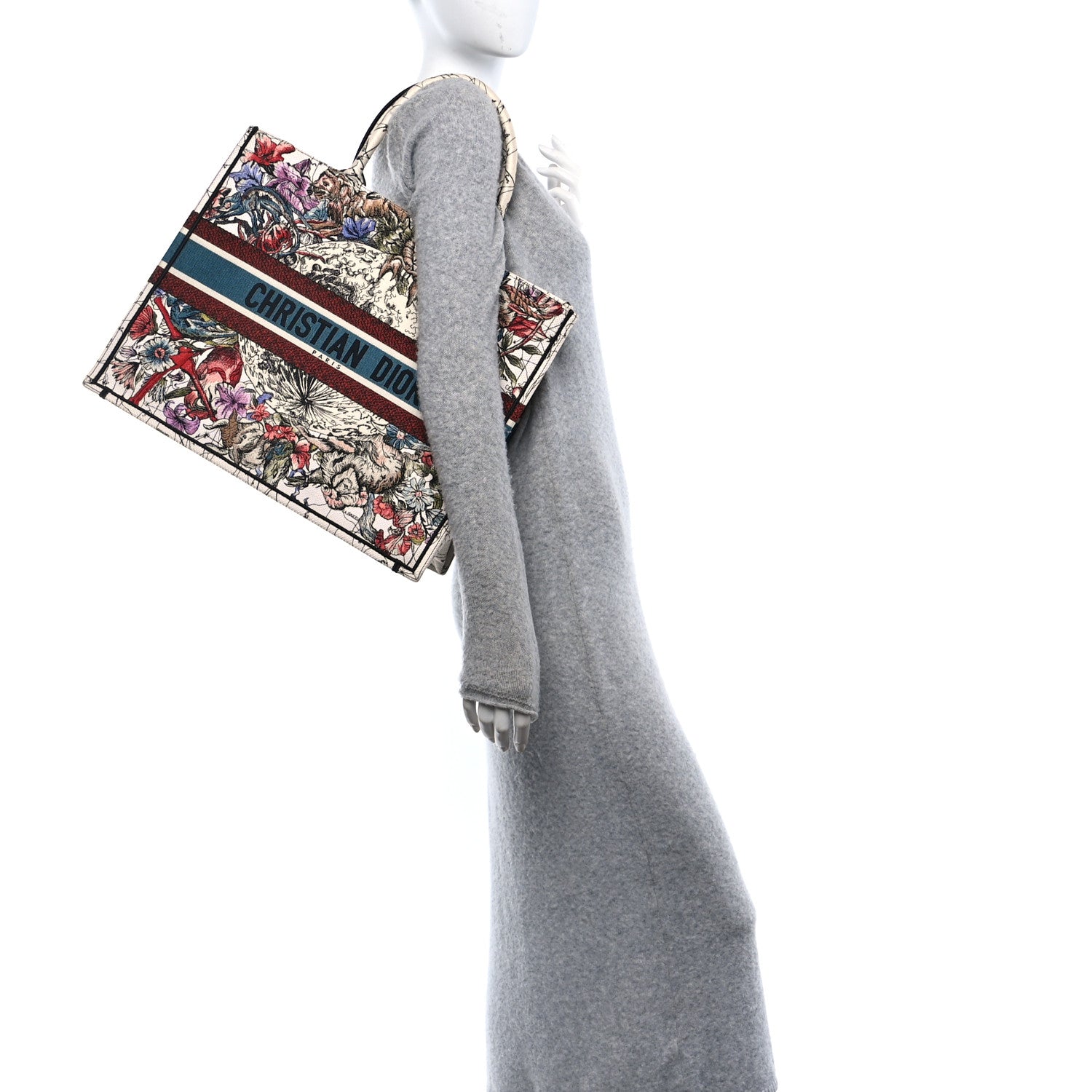 Christian Dior Canvas Embroidered Large Zodiac Book Tote Latte Multicolor 3 of 10
