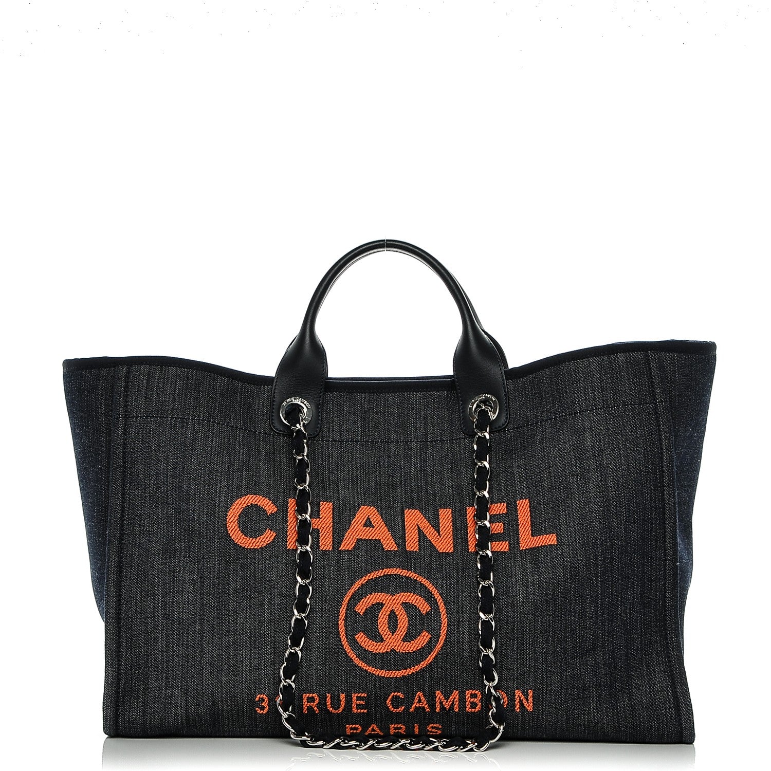 Chanel Canvas Large Deauville Tote Blue Orange 1 of 7