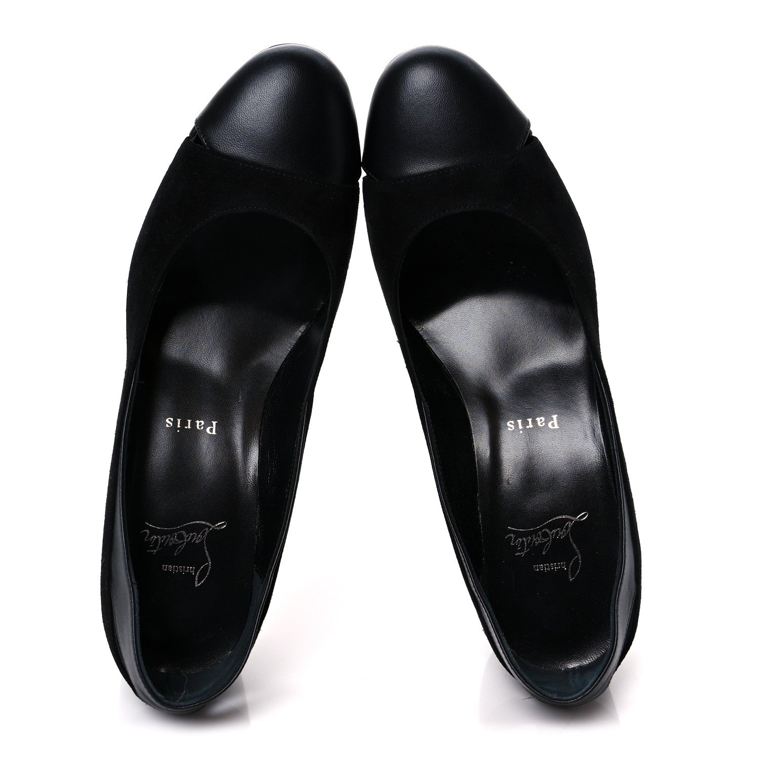 Christian Louboutin Suede Calfskin Miss Duvette 55mm Cap Toe Pumps 37.5 Black 2 of 9