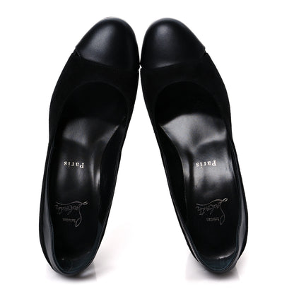 Christian Louboutin Suede Calfskin Miss Duvette 55mm Cap Toe Pumps 37.5 Black 2 of 9