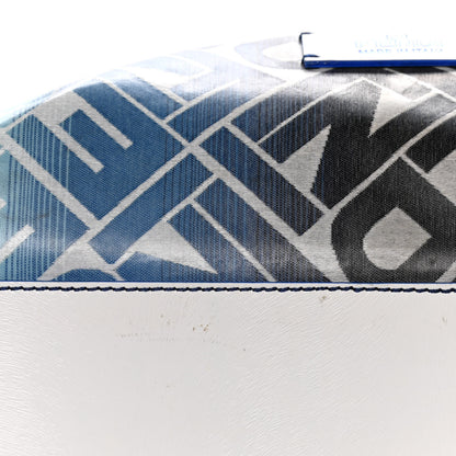 Fendi Calfskin Canvas Basket Sea Medium Tote White Blue 23 of 27