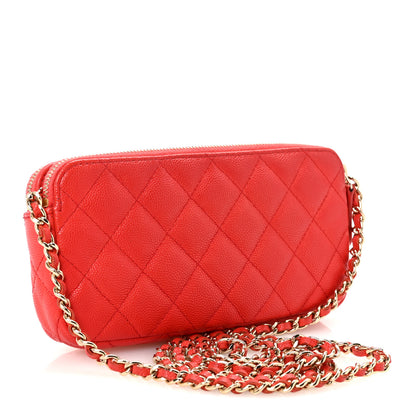 Chanel Caviar Quilted Small Clutch With Chain Red 3 of 12