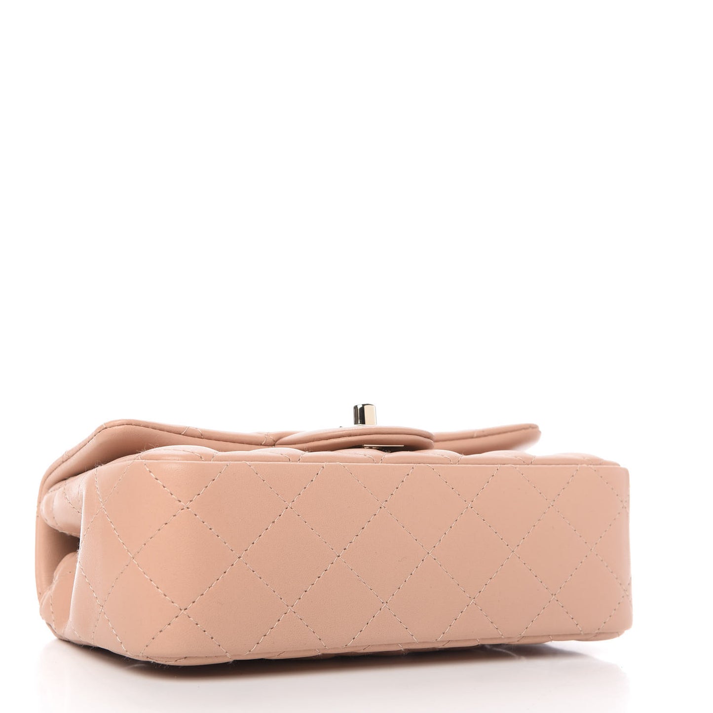 Lambskin Quilted Mini Rectangular Flap Dark Beige