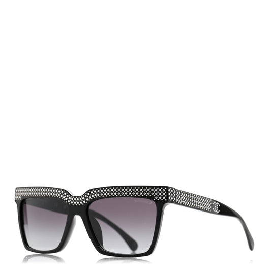 Acetate Strass Rectangle Sunglasses 71539A Black