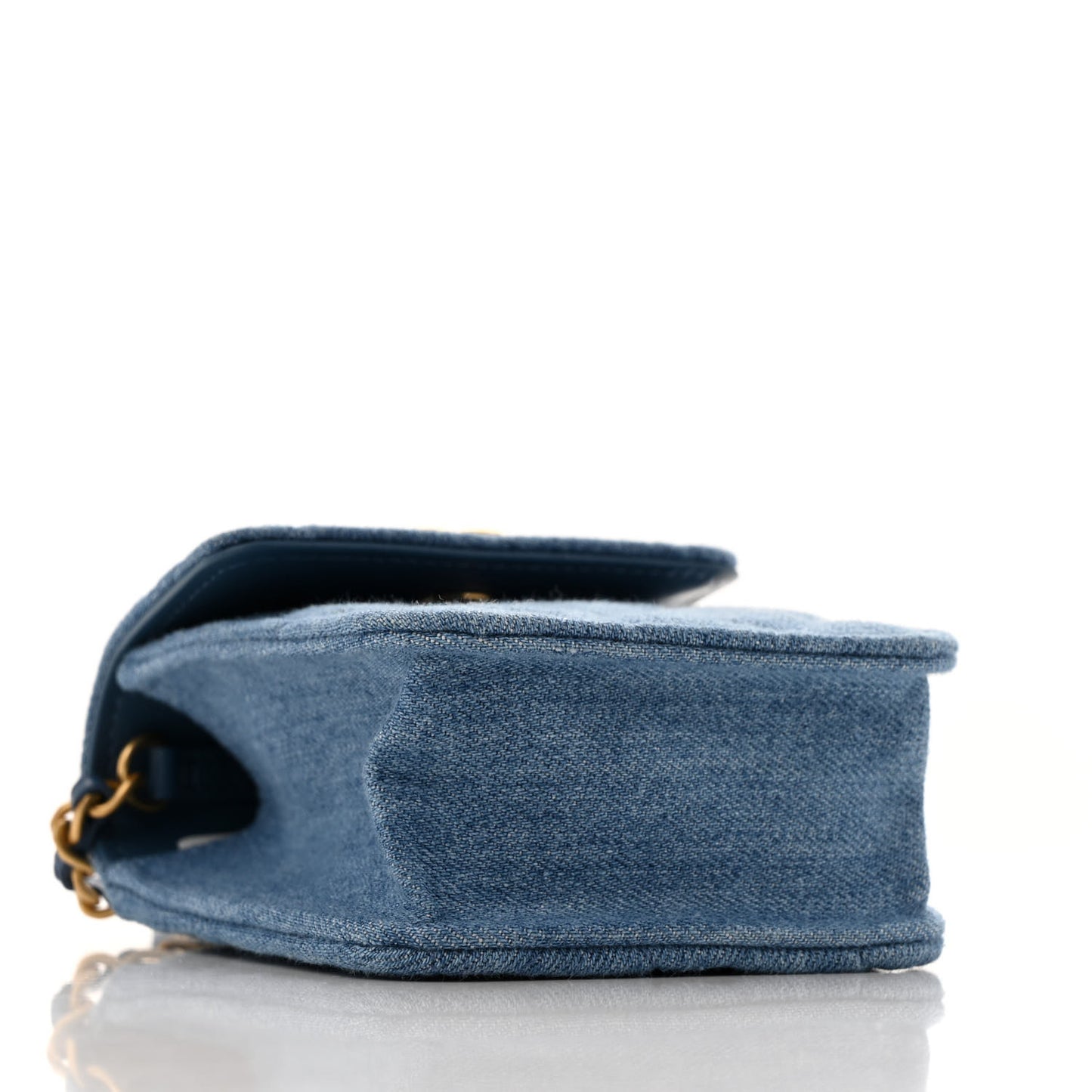 Denim Quilted Flap Mini Crossbody Blue