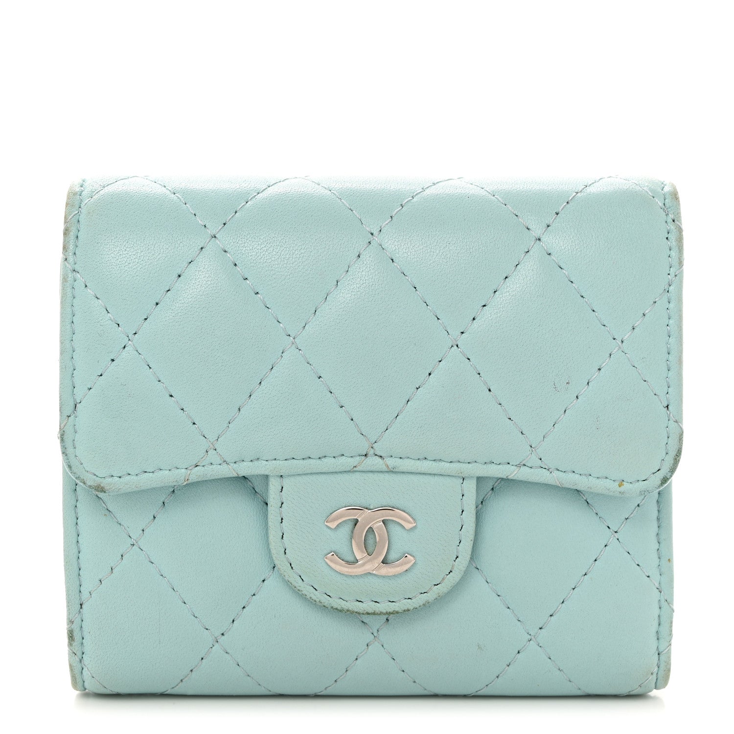 Chanel Caviar Quilted Small Flap Wallet Light Blue 1 of 11