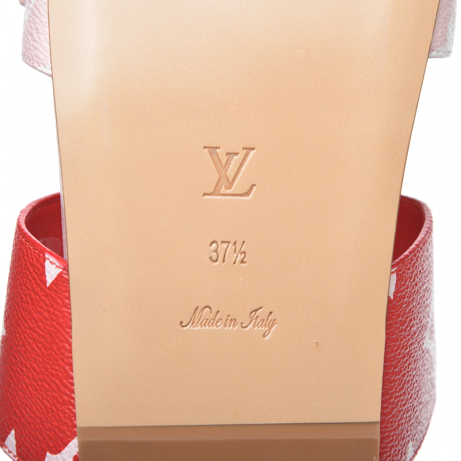 Louis Vuitton Monogram Giant Bom Dia Flat Mule Sandals 37.5 Rouge Rose 7 of 9