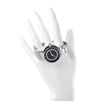 Louis Vuitton Stainless Steel Diamond 34mm Tambour Quartz Watch Black 2 of 8