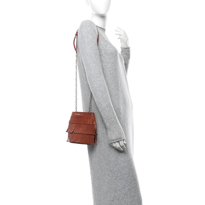 Burberry Suede Fringe Mini Bucket Bag Russet Pink 2 of 11