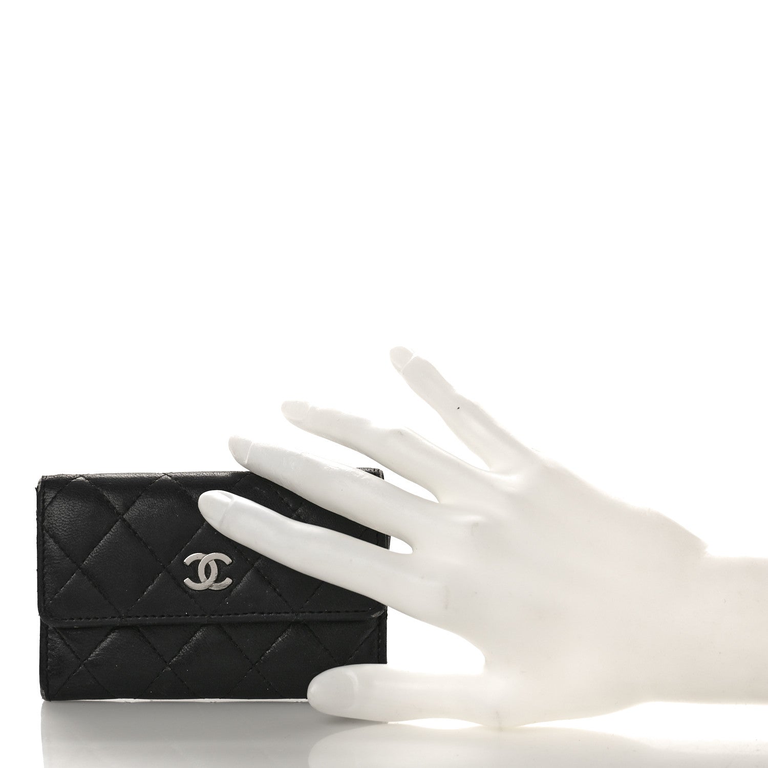 Chanel Lambskin Quilted Flap Card Holder Wallet Black 2 of 14