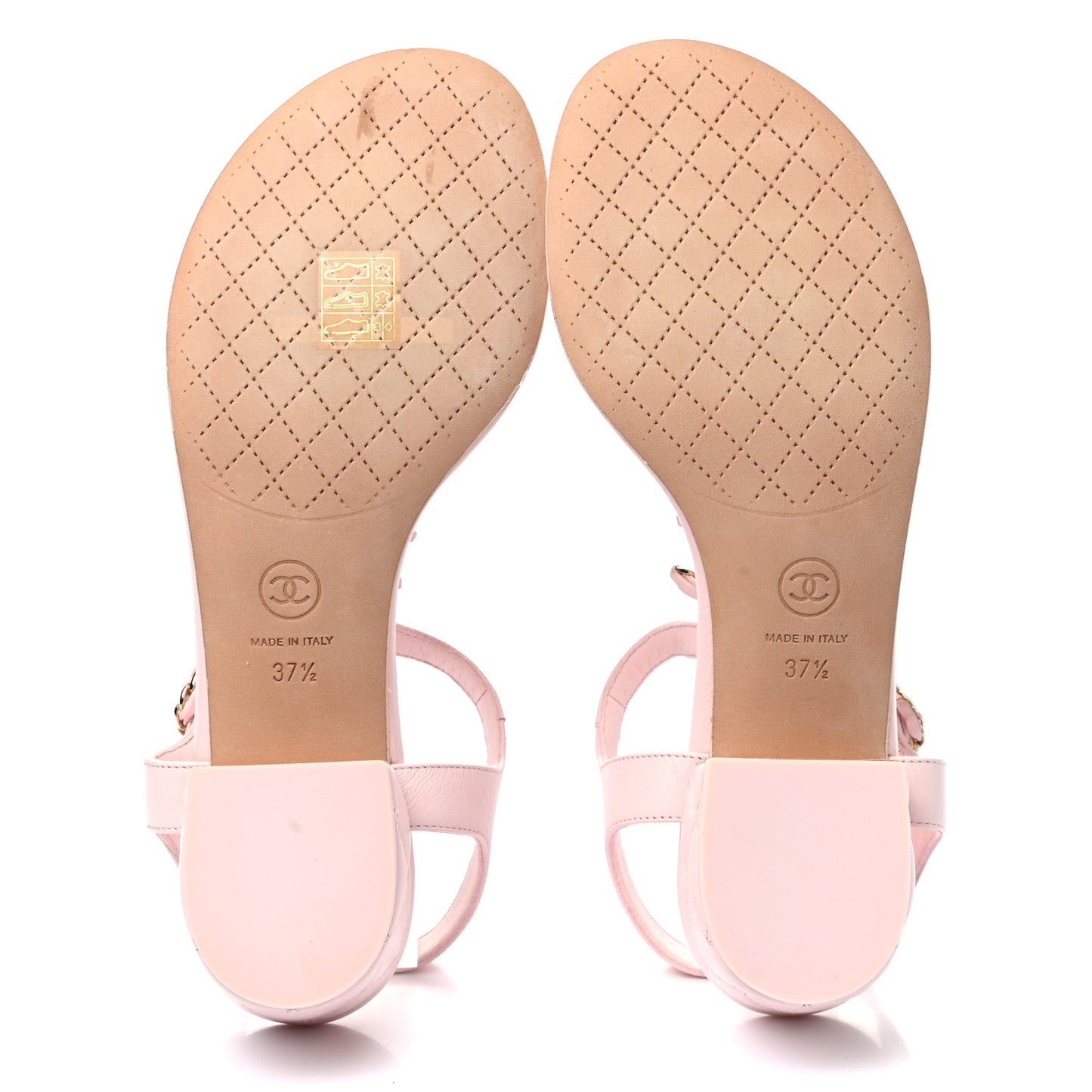 Lambskin Chain CC Logo Thong Sandals 37.5 Light Pink