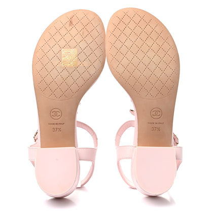 Chanel Lambskin Chain CC Logo Thong Sandals 37.5 Light Pink 5 of 10