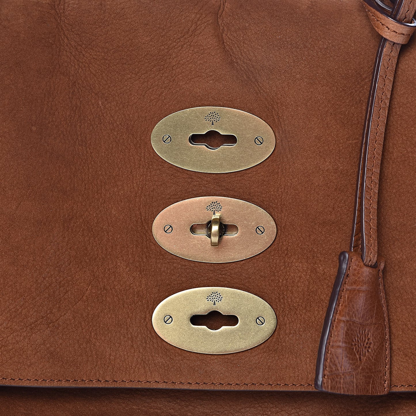 Embossed Crocodile Calfskin Nubuck Ted Convertible Messenger Bag Cognac