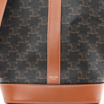 Celine Triomphe Canvas Calfskin Small Bucket Bag Tan 7 of 9