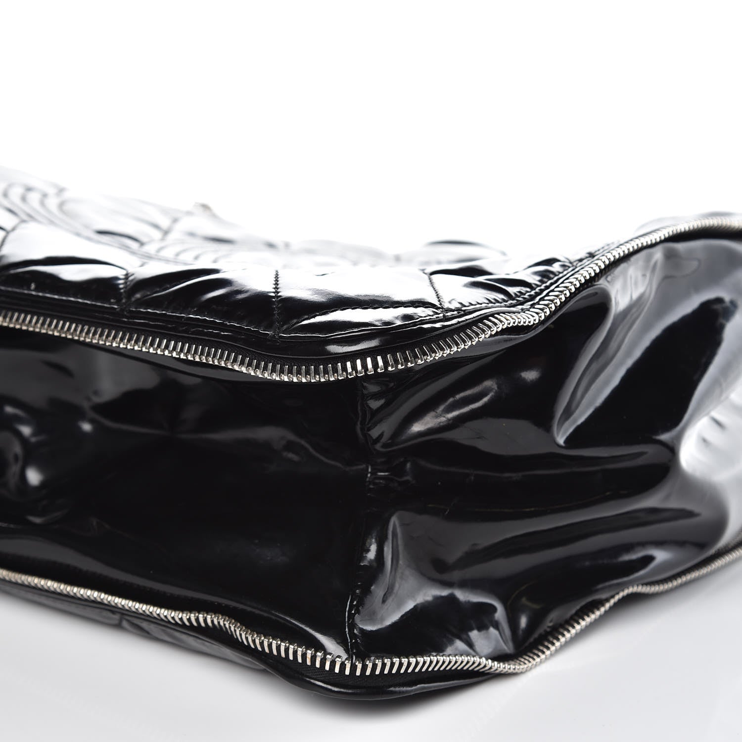 Chanel Vinyl Quilted CC Small Expandable Tote Black 9 of 12
