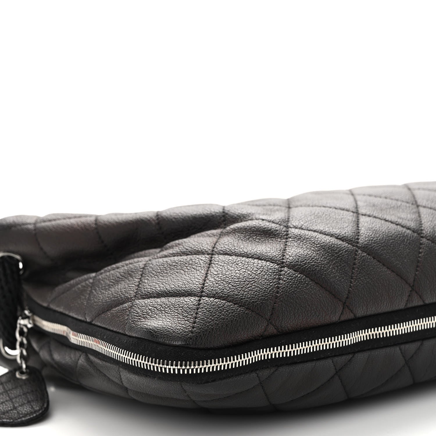 Chanel Calfskin Quilted Expandable Zip Shoulder Bag Black 9 of 10