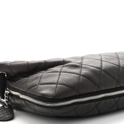 Chanel Calfskin Quilted Expandable Zip Shoulder Bag Black 9 of 10
