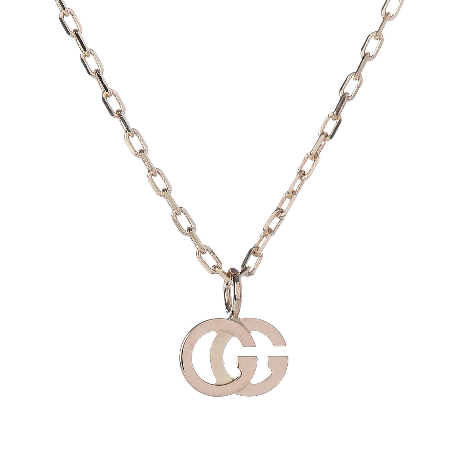 18K Yellow Gold Blue Topaz Running G Pendant Necklace