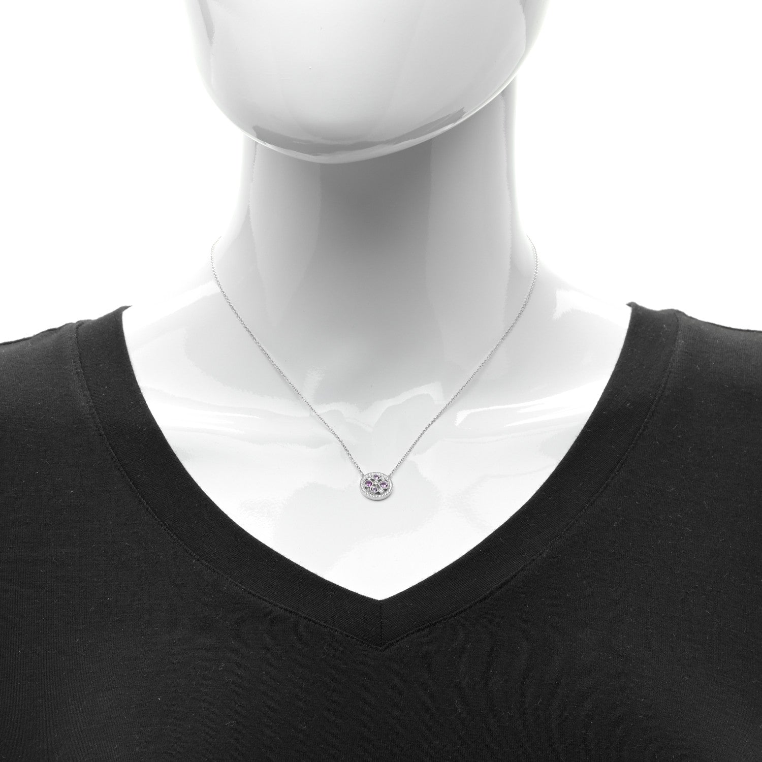 Tiffany Platinum Diamond Pink Sapphire Cobblestone Pendant Necklace 2 of 7